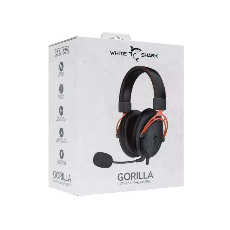 Koptelefoon White Shark GH-2341 Gorilla zwart/rood
