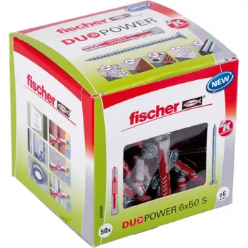FISCHER PLUG DUOPOWER 6x50 S 50 stuks MET SCHROEF
