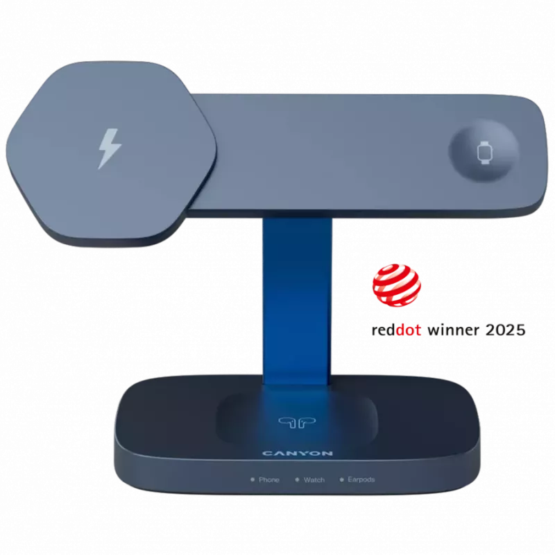Draadloos oplaadstation CANYON WCS-310 Canyon donkergrijs – Qi-compatibele rechtopstaande oplader