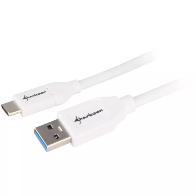 USB 3.2 Gen 2 kabel, USB-A stekker > USB-C stekker (wit, 0,5 meter)