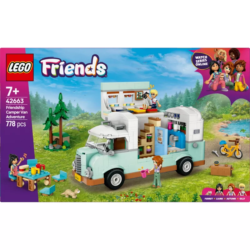 LEGO Motor Home set 42663 — LEGO Friends camper, 778 onderdelen, 3 minipoppen, vanaf 7 jaar