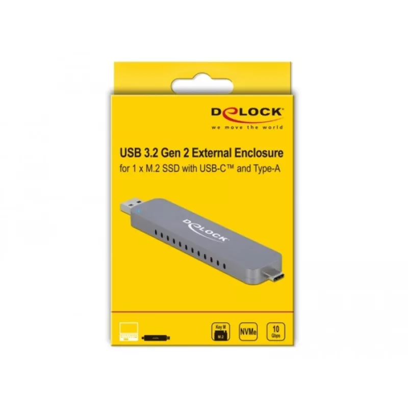 Externe behuizing voor M.2 voor M.2 NVMe PCIe SSD, drivebehuizing zilver, met USB Type-C en Type-A stekker