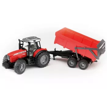 Tractormodel BRUDER Massey Ferguson 7480 met kiepwagen