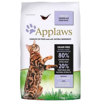 APPLAWS kip met eend - droogvoer voor katten - 7,5 kg