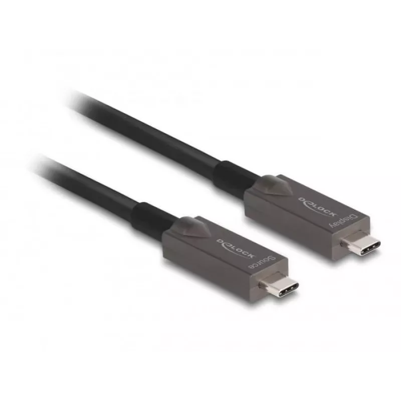 DeLOCK actieve optische USB-C video + data + PD-kabel 10 m zwart