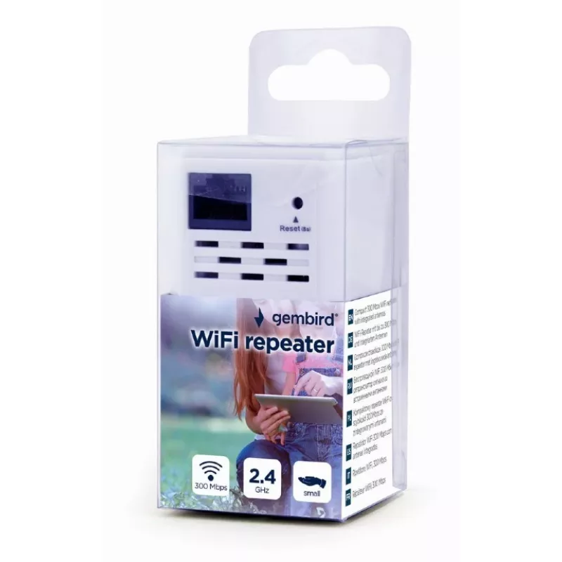 Netwerk-repeater Gembird WNP-RP300-03, 300 Mbit/s, 2,4 GHz, 3 dBi interne antenne, 1x RJ-45