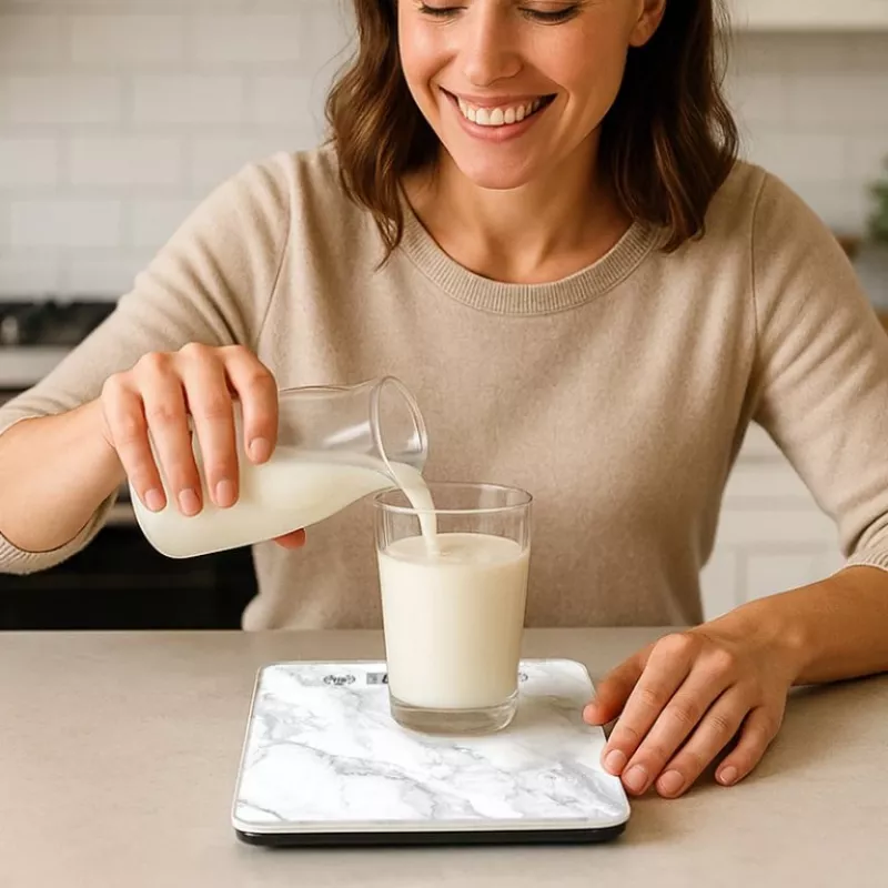 Keukenweegschaal Beper P102BIL004 - digitaal, 5 kg, 1 g, wit marmer