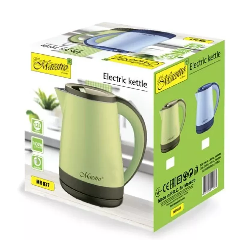 Waterkoker Maestro MR-037 1,2 L 1630 W RVS, blauw, 360°-basis