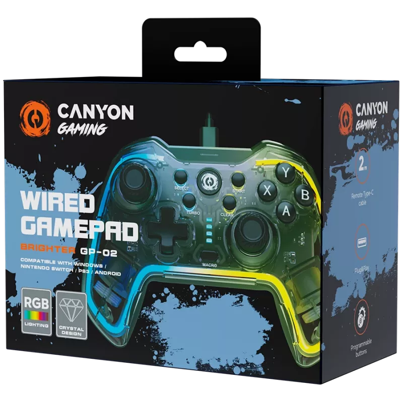 Bekabelde gamepad Canyon GP-02 voor Windows PS3 Android Media-Box Nintendo Switch 2M kabel