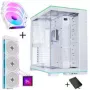 Lian Li O11 Dynamic EVO RGB pc-behuizing bundel HydroShift II LCD-S 360TL AiO + 3x UNI FAN SL-INF 120 Reverse Blade ventilatoren - wit