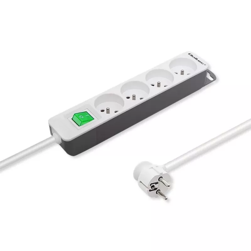 Verlengsnoer Qoltec 50288 1,8 m 4 stopcontacten binnen wit