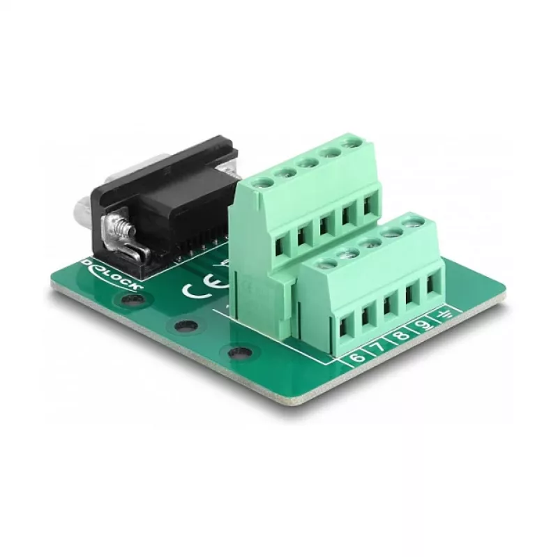 DeLOCK D-Sub 9-polig bus naar klemmenstrook voor DIN-rail 51 mm 58 mm 30 mm