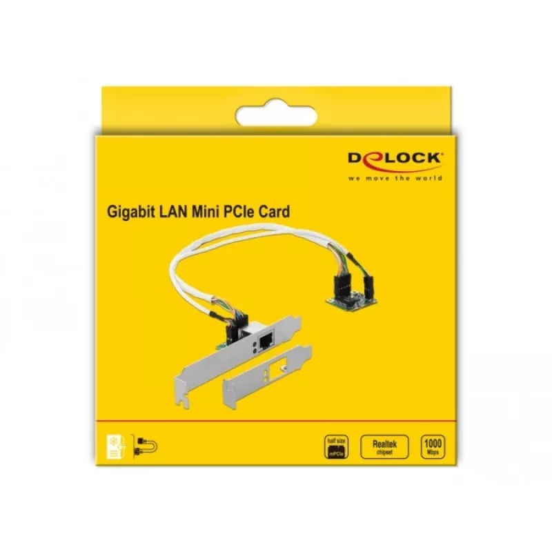 DeLOCK Mini PCIe I/O PCIe half size 1 x Gigabit LAN Low Profile - netwerkadapter - PCIe Half Mini Card - Gigabit Ethernet x 1 (95265)