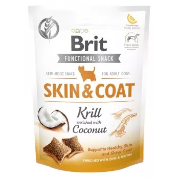 Hondensnack Brit Dog Skin & Coat krill kokosnoot 150 g — dieetvoeding vaste snacks voor volwassen honden, krillsmaak, glutenvrij