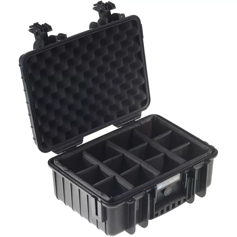 B&W outdoor.cases Type 4000 harde koffer met set gevoerde tussenschotten, zwart, 4000/B/RPD