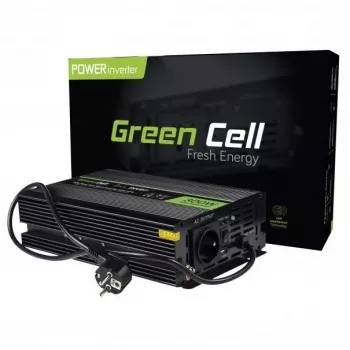 Spanningsomvormer Green Cell INV07, DC 12 V naar AC 230 V, 300 W, 50 Hz, Type-C-stekker, zwart