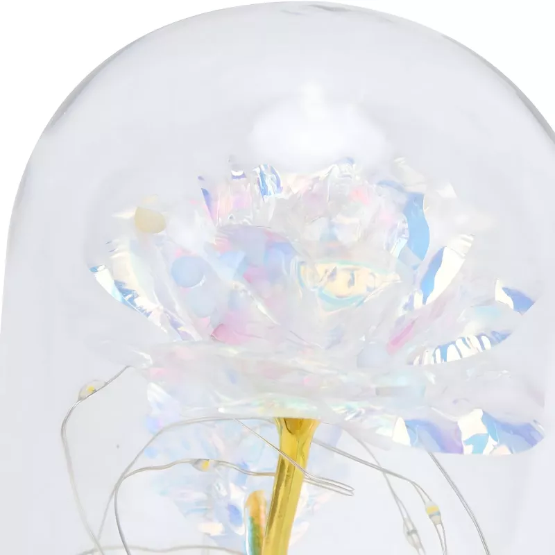 Eeuwige roos in glas Extralink Home, wit LED-licht