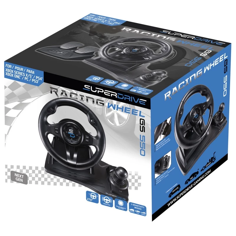 Subsonic SA5596-NG gaming controller zwart USB-stuurwiel pedalen 270°