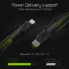 Green Cell PowerStream KABGC07 USB-C-naar-Lightning-kabel, 1 m, PD, Apple MFi, zwart