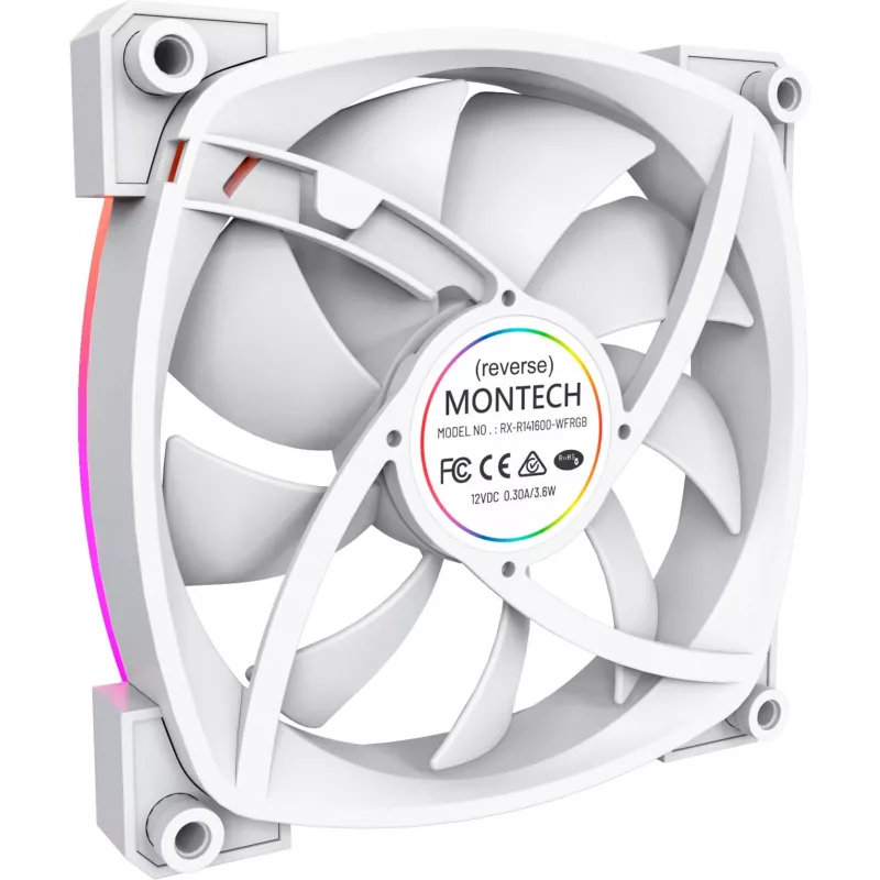 Montech RX140 PWM 140mm ARGB-behuizingsventilator - wit