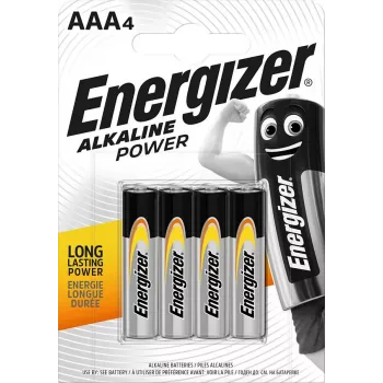 ENERGIZER BATTERIJ ALKALINE POWER AAA LR03 4 STUKS