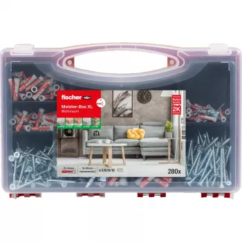 FISCHER bevestigingsset Meister-Box XL 210-delig – assortiment pluggen, schroeven en bevestigingsmaterialen