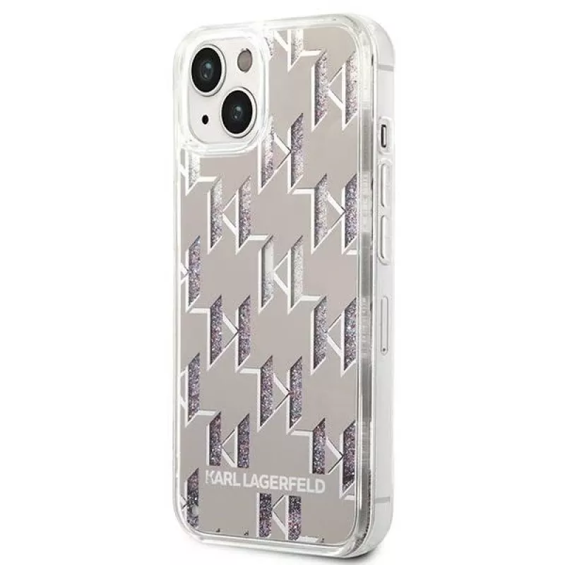 Karl Lagerfeld KLHCP14MLMNMS iPhone 14 Plus 6.7 hardcase zilver / zilver Liquid Glitter Monogram