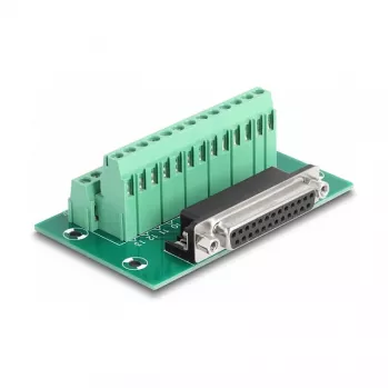 DeLOCK D-Sub 25-polig bus naar klemmenstrook voor DIN-rail 51 mm x 86 mm x 30 mm