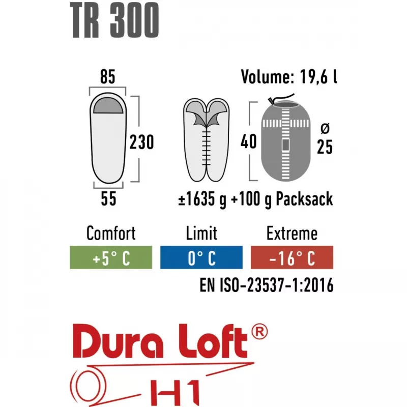 High Peak slaapzak TR 300 (donkerrood/grijs)