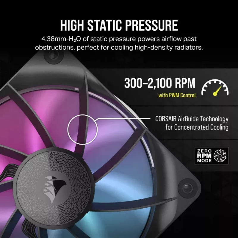 Corsair iCUE LINK RX120 RGB ventilator 12 cm zwart 400-2100 tpm