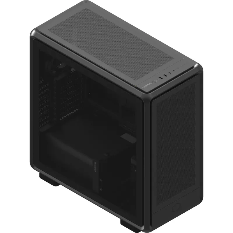 Pc Midi Tower Cooler Master MasterFrame 600 Mesh — zwart, ondersteunt ATX/EATX, 2x200 mm frontventilatoren, front-/zijventilatorondersteuning, 2x 3,5-inch + 3x 2,5-inch bays