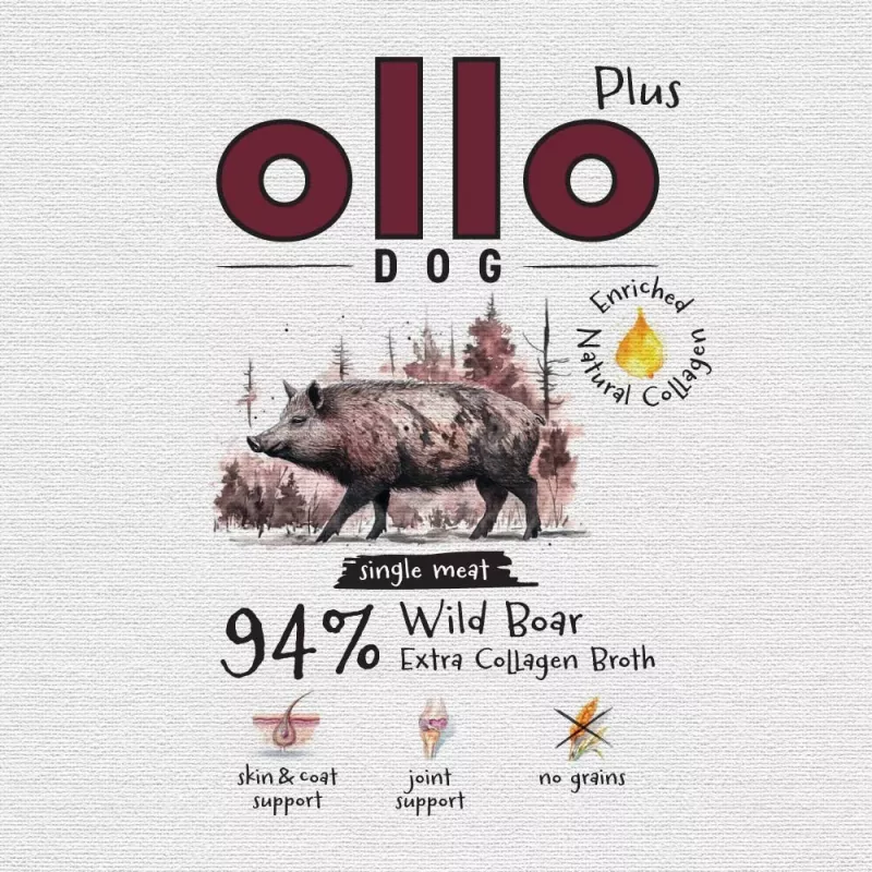 Ollo Plus collageen wild zwijn 400g hondenvoerblik