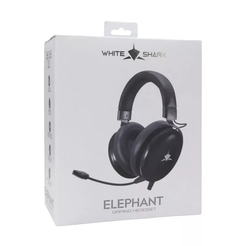 White Shark GH-2540 Elephant gaming headset, over-ear, bedraad, 50 mm drivers, afneembare microfoon, zwart