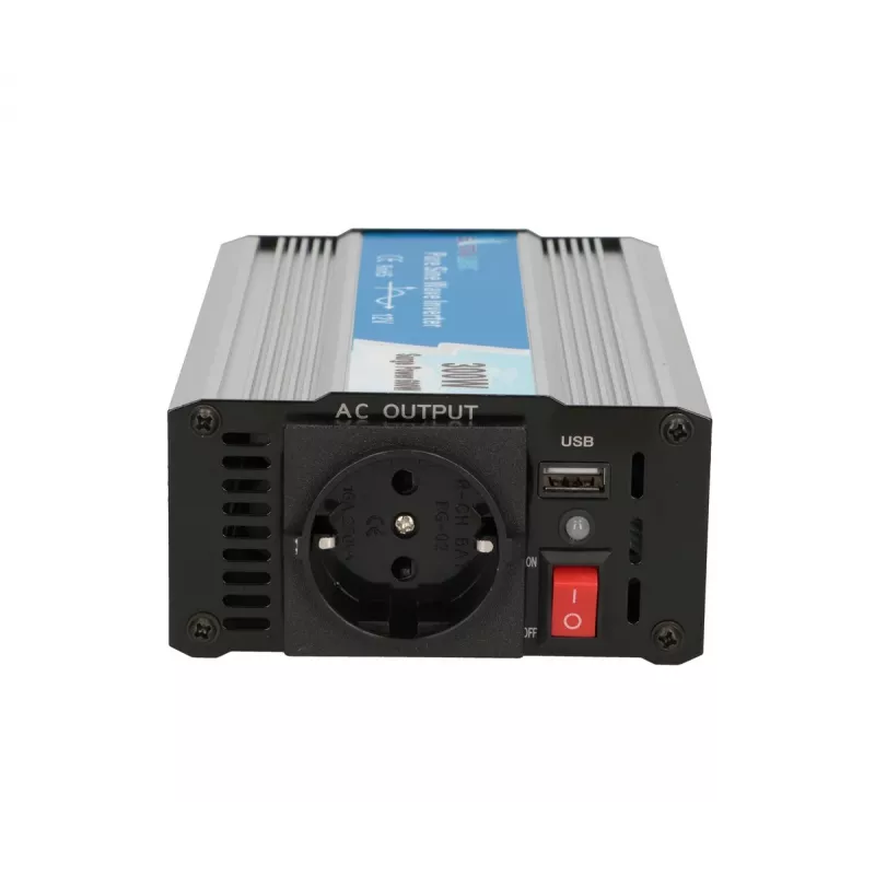 Spanningsomvormer Extralink OPIP-300W 12V 300W zuivere sinus, aluminium behuizing, actieve koeling