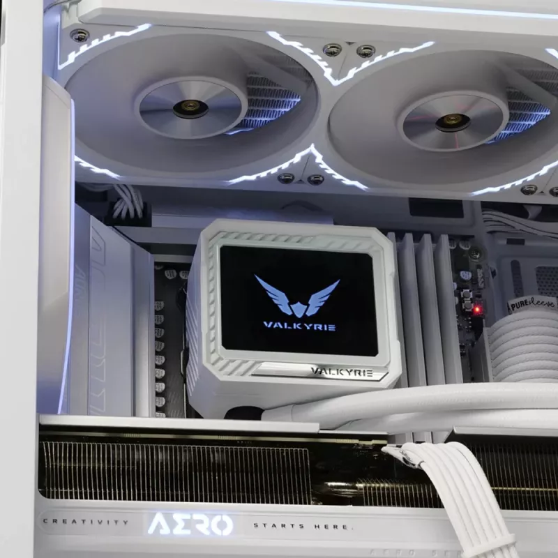 Vloeistof-CPU-koeler Valkyrie VK-AIOV240W 240-mm-radiator met lcd