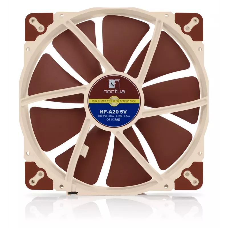 Noctua NF-A20 5V behuizingsventilator, 200x200x30 mm, 5 V, 3-pins, beige/bruin