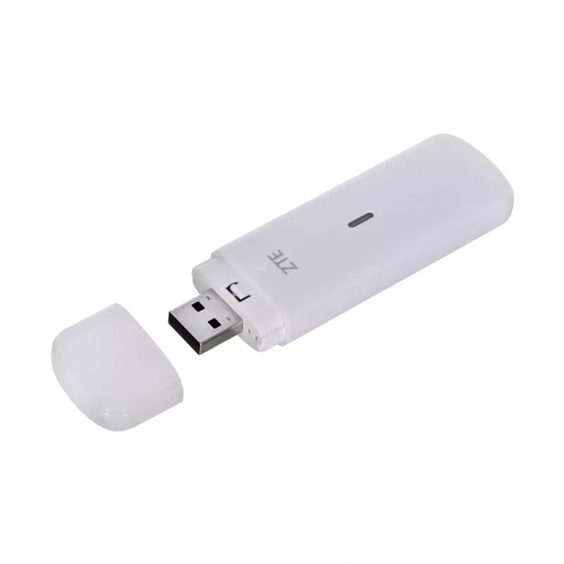 USB-mobielmodem ZTE MF833N, draagbare USB-formfactor, 4G LTE-FDD/TDD tot 150 Mbit/s, HSUPA/2G-ondersteuning, microSD-slot, wit