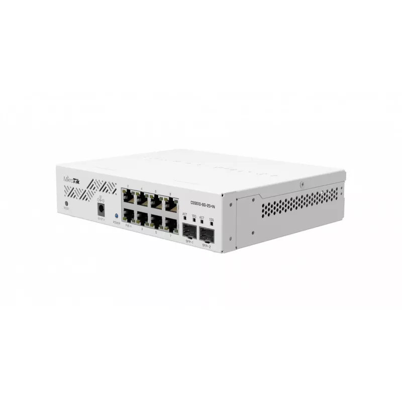 Netwerkswitch MikroTik CSS610-8G-2S+IN — 8x Gigabit RJ-45, 2x SFP+ 10G, PoE, 12–57V ingang