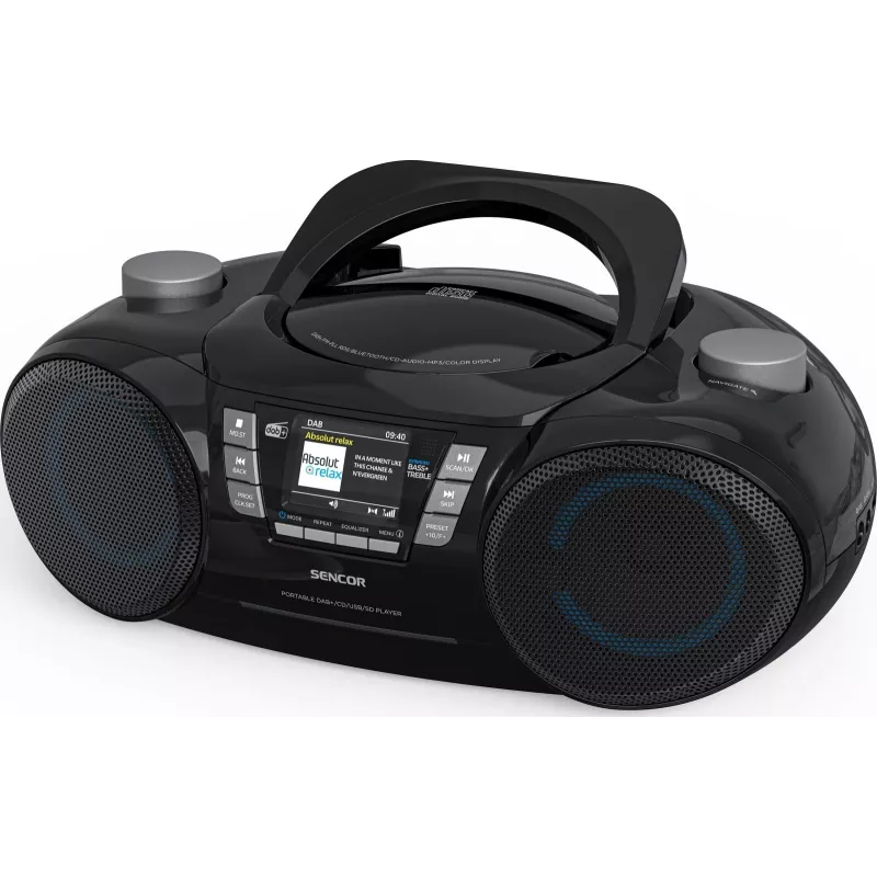 Sencor SPT 6510DB draagbare DAB+ boombox, CD/MP3/USB/SD, Bluetooth 5.3, FM RDS, 16 W, zwart