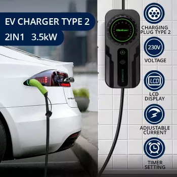 Mobiele lader voor elektrische voertuigen QOLTEC 52468 Type 2, 3,5 kW, 16 A, 5 m kabel, IP65
