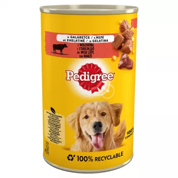 Nassfutter voor honden Pedigree Beef adult 400 g blik — rundvleessmaak, 7,2% eiwit, 3,8% vet, 82,5% vocht