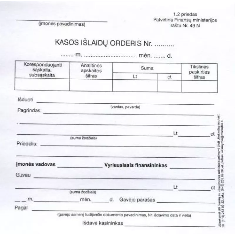 Uitbetalingsinstructies, A6 (100) 0720-034
