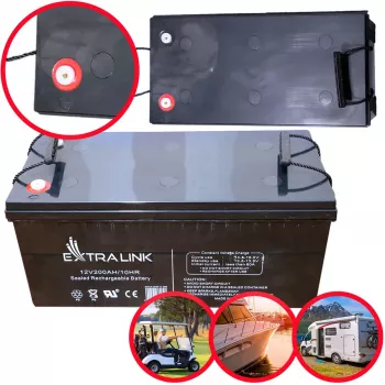 Extralink accu AGM 12V 200Ah verzegelde lood-zuuraccu (VRLA), 12 V, 200 Ah, onderhoudsvrij