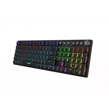 Toetsenbord IBOX AURORA K-6 — full-size QWERTY, RF draadloos + Bluetooth, RGB-achtergrondverlichting, mechanische low-profile toetsen, zwart