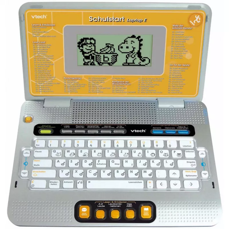 VTech Laptop E leerlaptop voor kinderen met beschermhoes (geel/grijs)