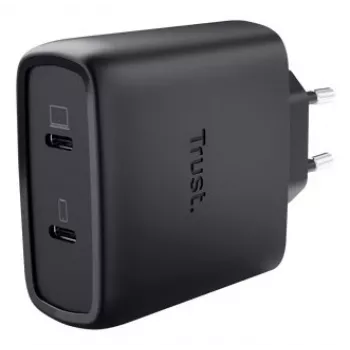 Oplader Trust Maxo 65W 2-poorts USB-C GaN oplader snelladen zwart