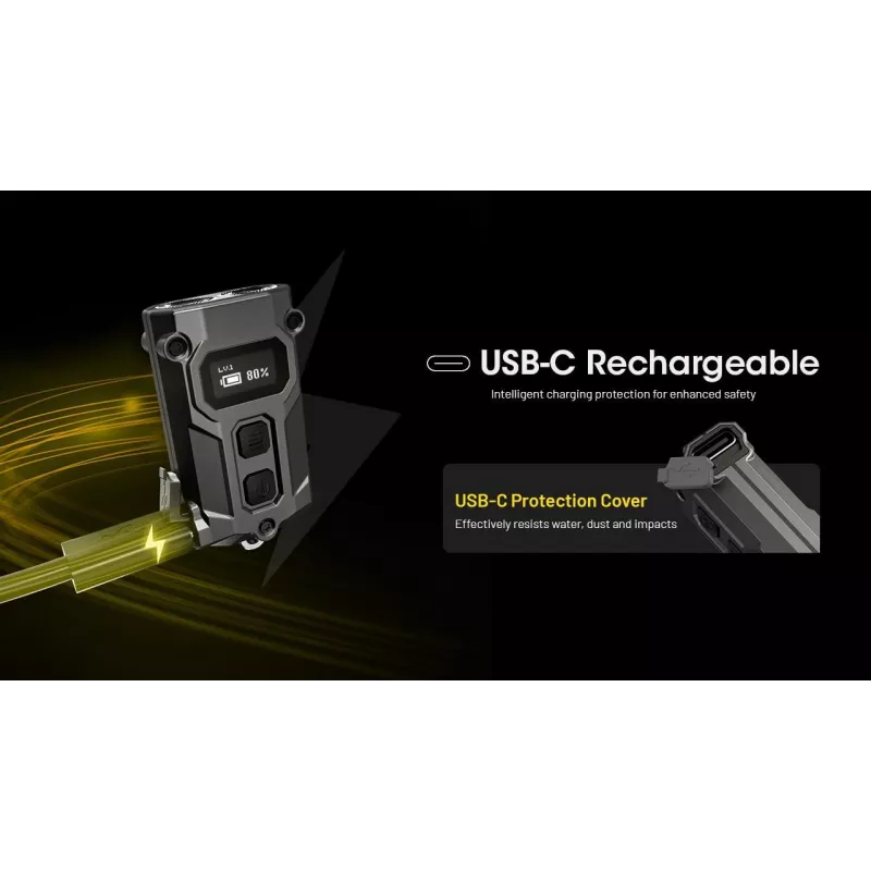 Sleutelhangerzaklamp Nitecore TINI3 zwart 600 lm USB oplaadbaar