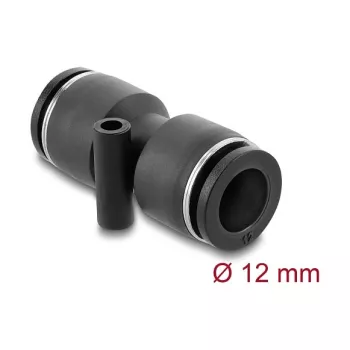 Pneumatische steekconnector DELOCK 12 mm recht met bevestigingsgat, metaal-/kunststof behuizing, binnendraad, lengte 49 mm