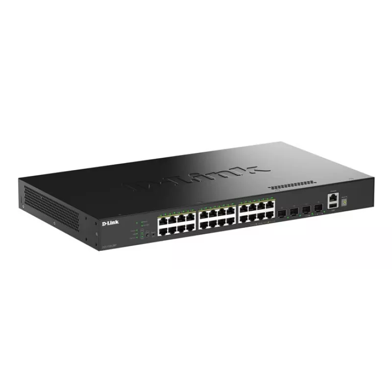 D-Link 28-poorts Gigabit stackable PoE+ smart managed switch met 4 x 10G SFP+-poorten