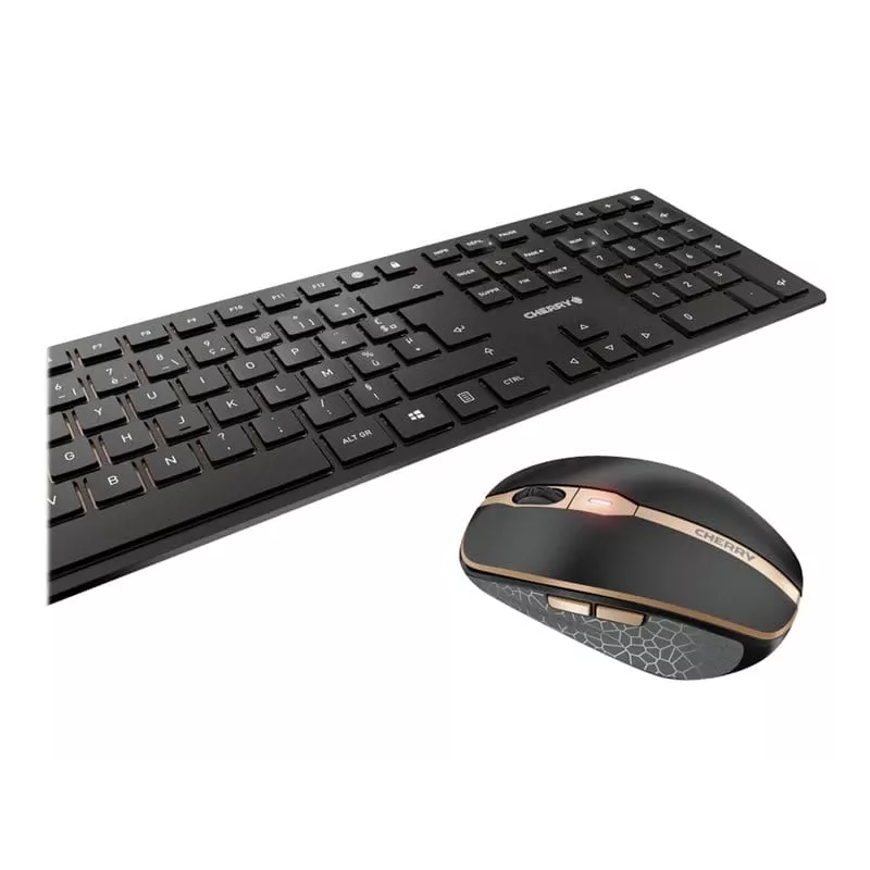 CHERRY DW 9100 slank toetsenbord muis inbegrepen universeel RF draadloos + Bluetooth AZERTY Frans zwart